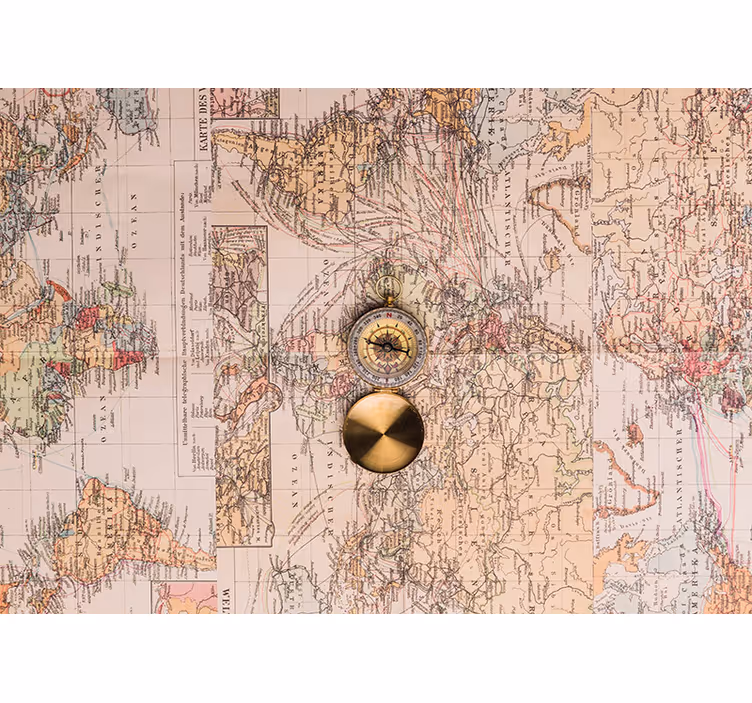 Cortina roller living comedor mapa mundi vintage - TenVinilo