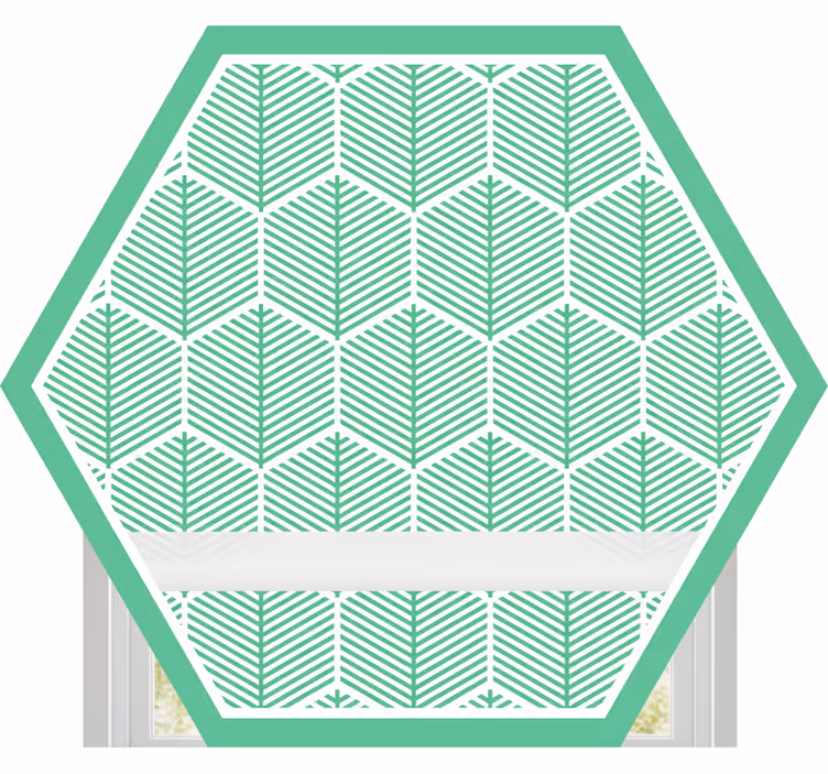 Cortina roller verde forma hexagonal de plantas - TenVinilo