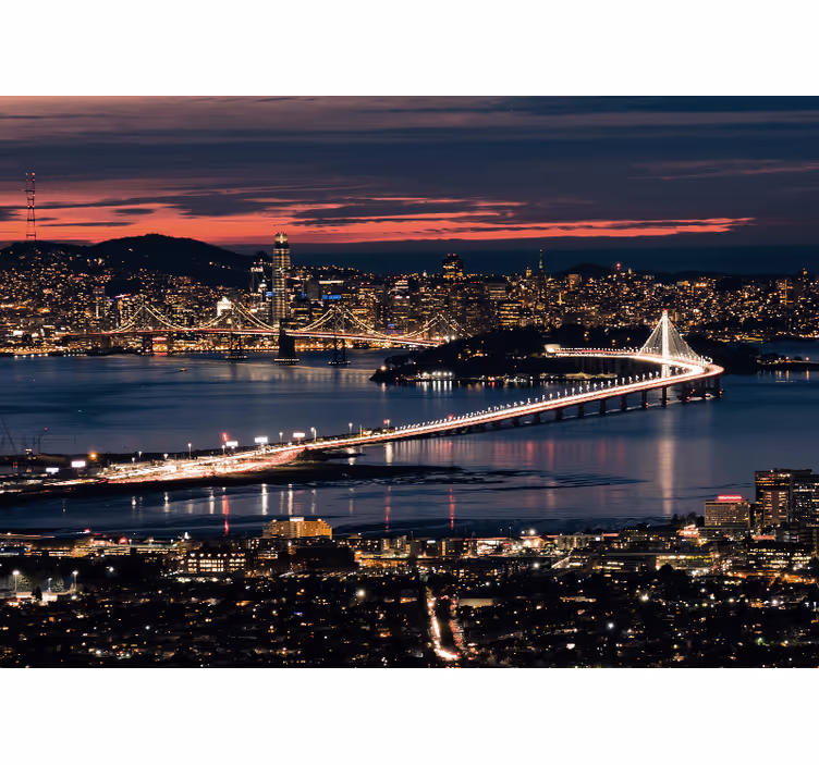 Cortina roller living comedor san francisco al atardecer - TenVinilo