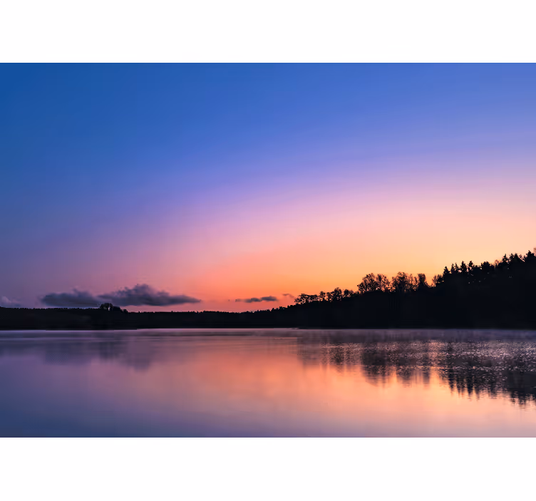 Cortina roller living comedor atardecer lago mazury - TenVinilo