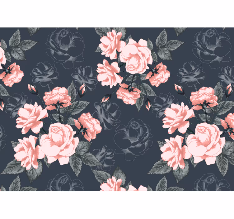 Cortina roller living comedor rosas blancas y rosas - TenVinilo