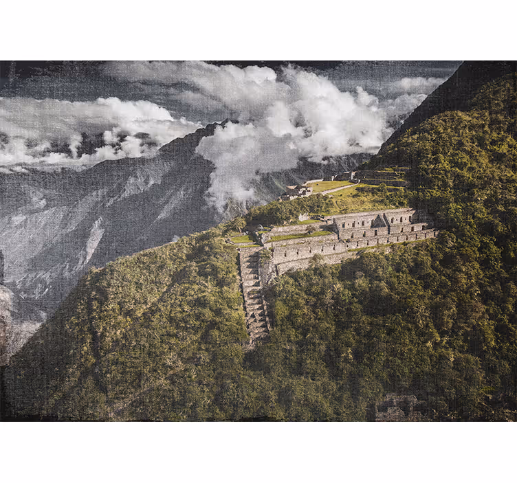 Cortina roller living comedor vista aérea de choquequirao - TenVinilo