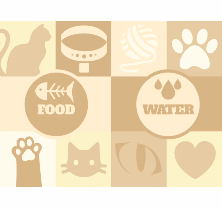 Cortina roller beige para agua y comida de gatos - TenVinilo