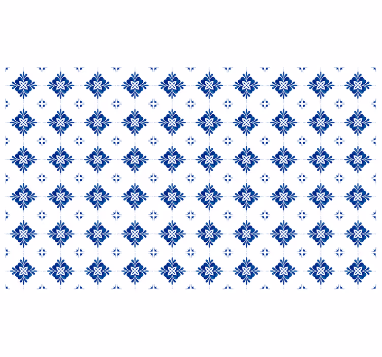 Cortina roller habitación azulejo vintage azul - TenVinilo