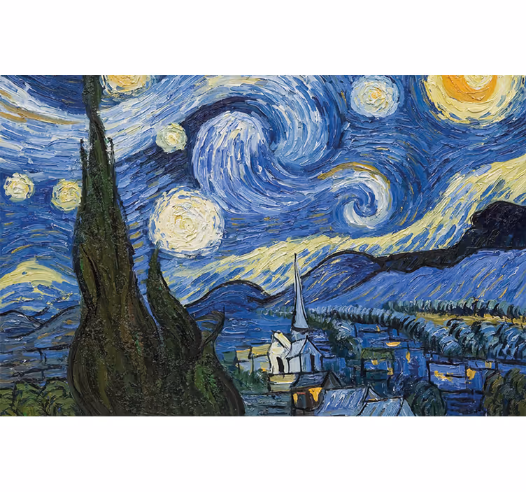Cortina roller habitación noche estrellada de van gogh - TenVinilo