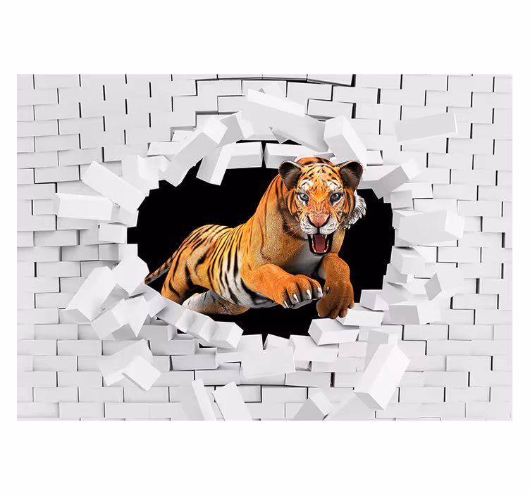 Cortina roller blanca tigre 3d - TenVinilo