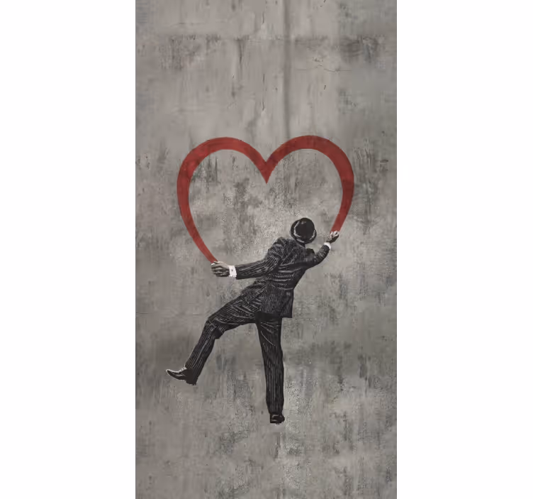 Cortina roller gris grafiti corazón de banksy - TenVinilo
