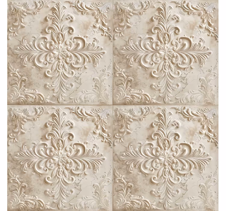 Cortina roller vintage azulejos beige - TenVinilo