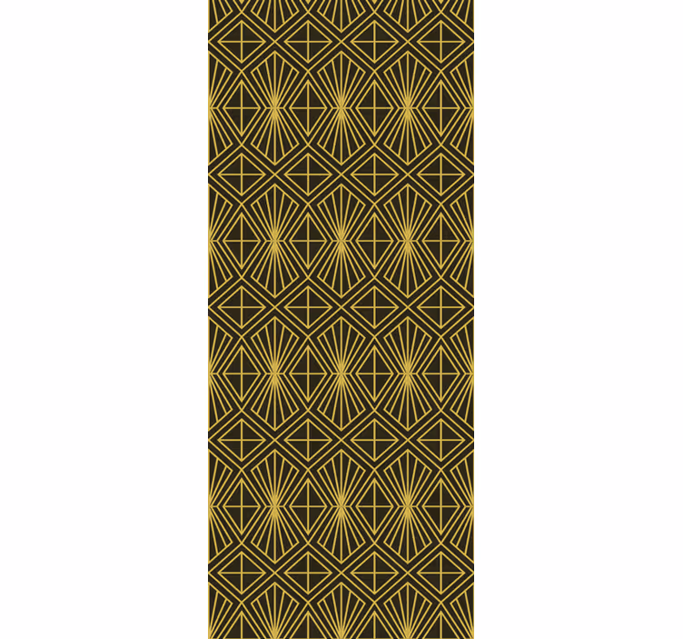 Cortina roller vintage patrón art deco geométrico dorado - TenVinilo