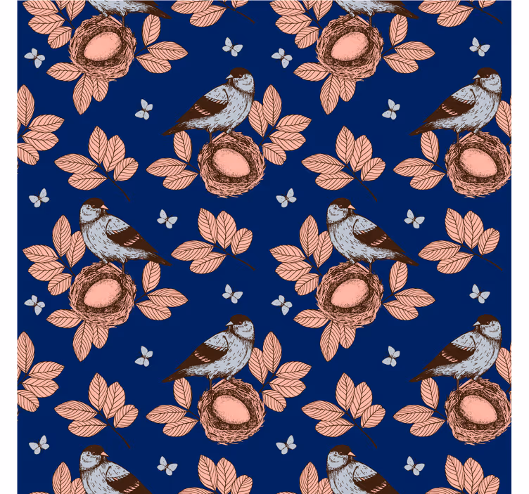 Cortina roller living comedor nido de pájaros azul africano - TenVinilo