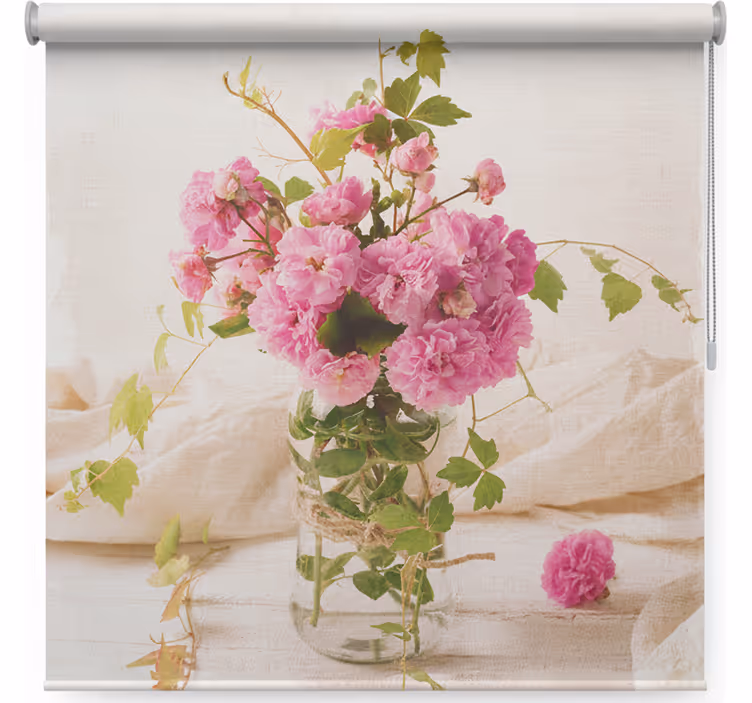 Cortina roller living comedor pintura de rosas marchitas - TenVinilo