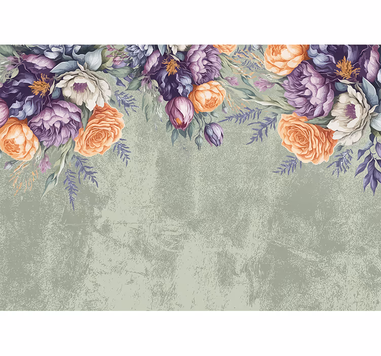 Cortina roller habitación diseño floral vintage - TenVinilo