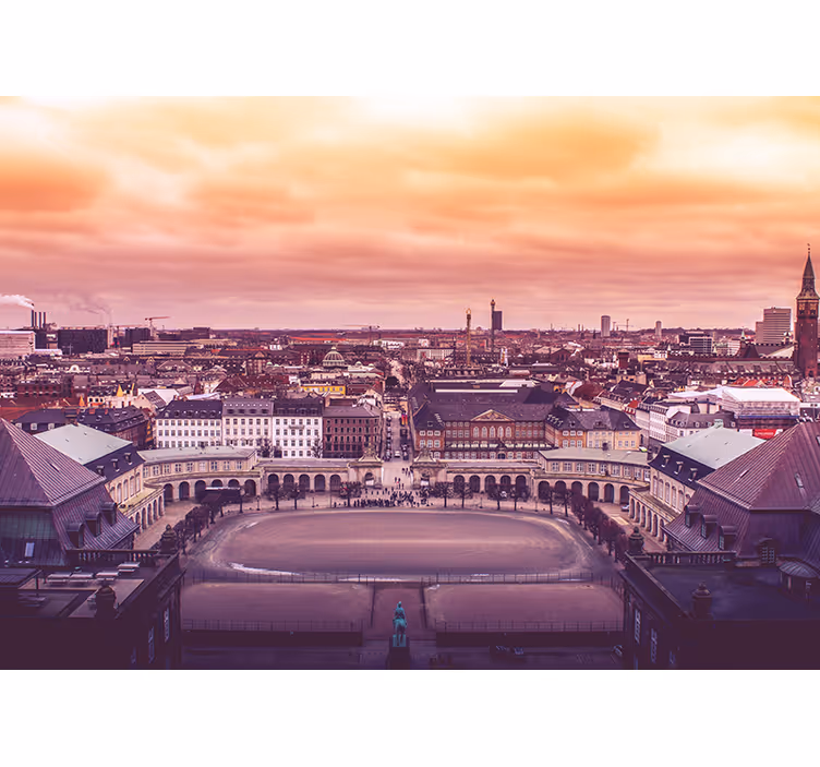 Cortina roller habitación vista desde el cielo de copenhague - TenVinilo