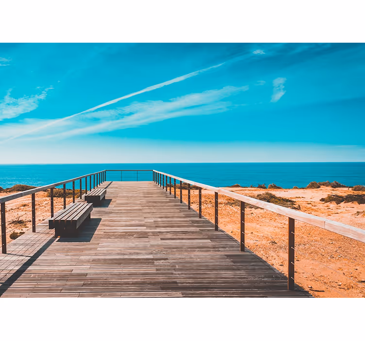 Cortina roller habitación playa y muelle - TenVinilo