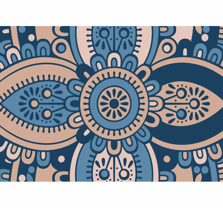 Cortina roller habitación mandala floral azul - TenVinilo