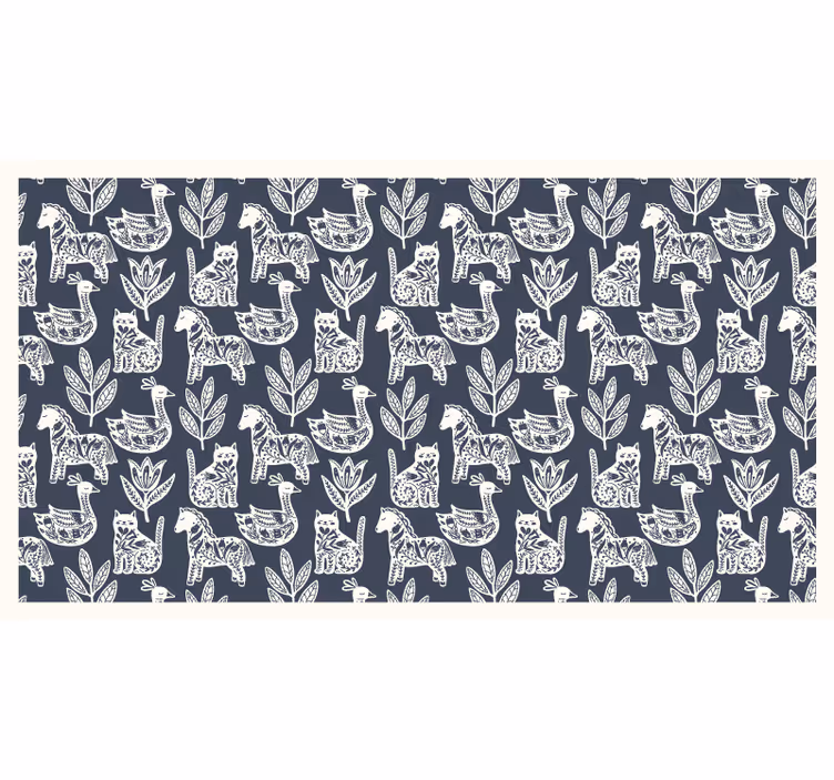 Cortina roller gris con estampado de caballos folclóricos - TenVinilo