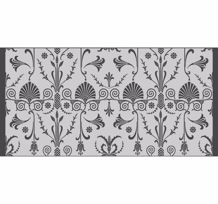 Cortina roller gris con patrón floral provincial gris - TenVinilo