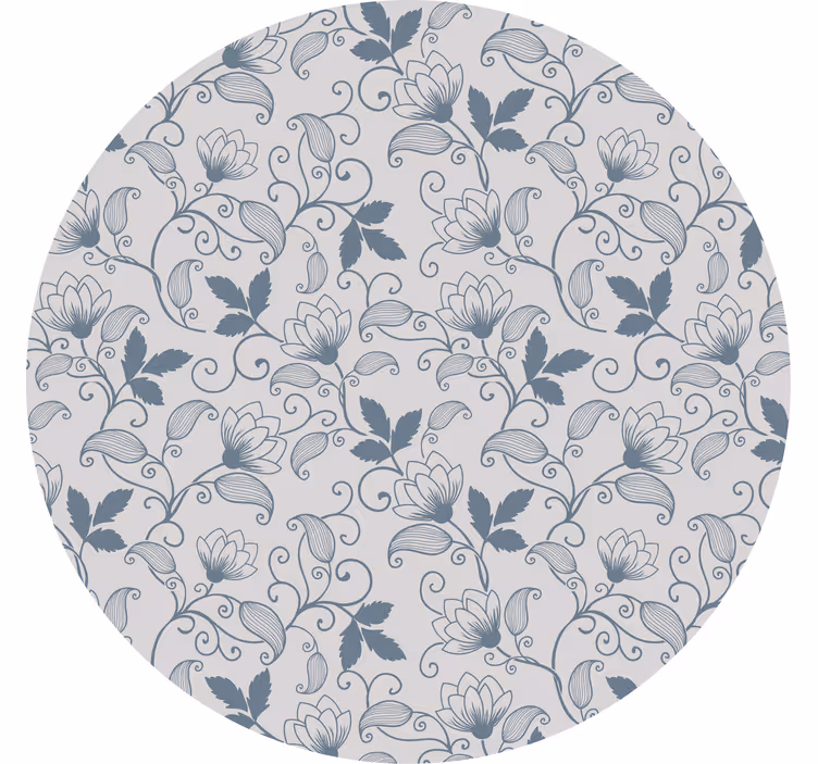 Cortina roller gris patrón floral azul hamptons - TenVinilo