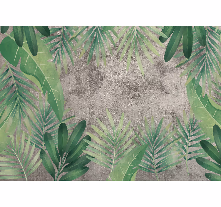 Cortina roller habitación plantas tropicales sobre concreto - TenVinilo