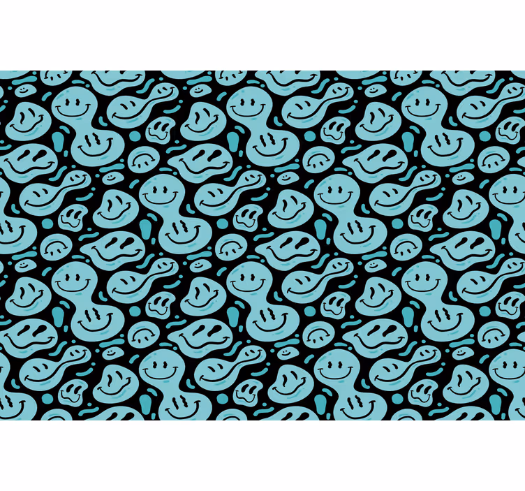 Cortina roller habitación sonrisa distorsionada azul - TenVinilo