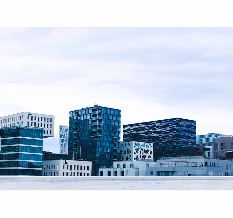 Cortina roller habitación edificios modernos de oslo - TenVinilo