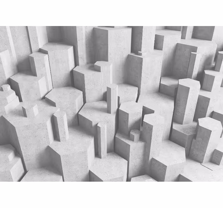 Cortina roller blanca formas geométricas 3d en concreto - TenVinilo