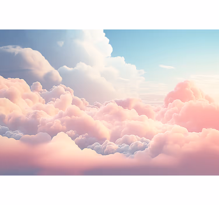 Cortina roller infantil paisaje de nubes rosas - TenVinilo