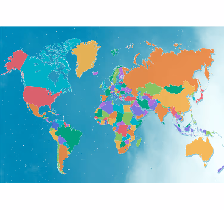 Cortina roller infantil mapa mundial colorido político - TenVinilo