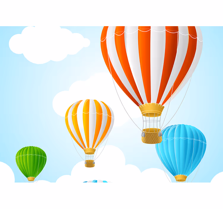 Cortina roller infantil globos de aire caliente en el cielo - TenVinilo