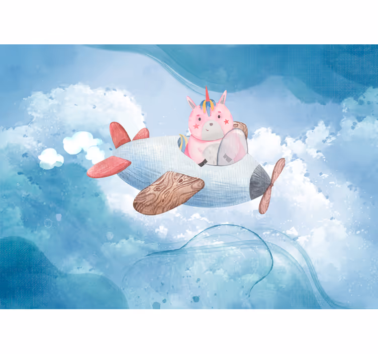 Cortina roller infantil unicornio volador en cielo azul - TenVinilo