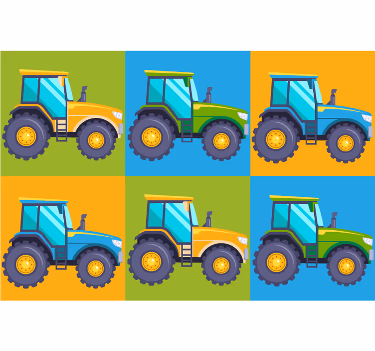 Cortina roller infantil azulejos de tractor multicolor - TenVinilo