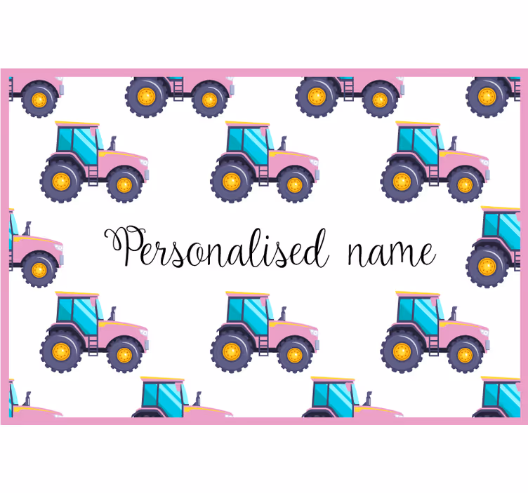 Cortina roller infantil tractor rosa personalizado - TenVinilo