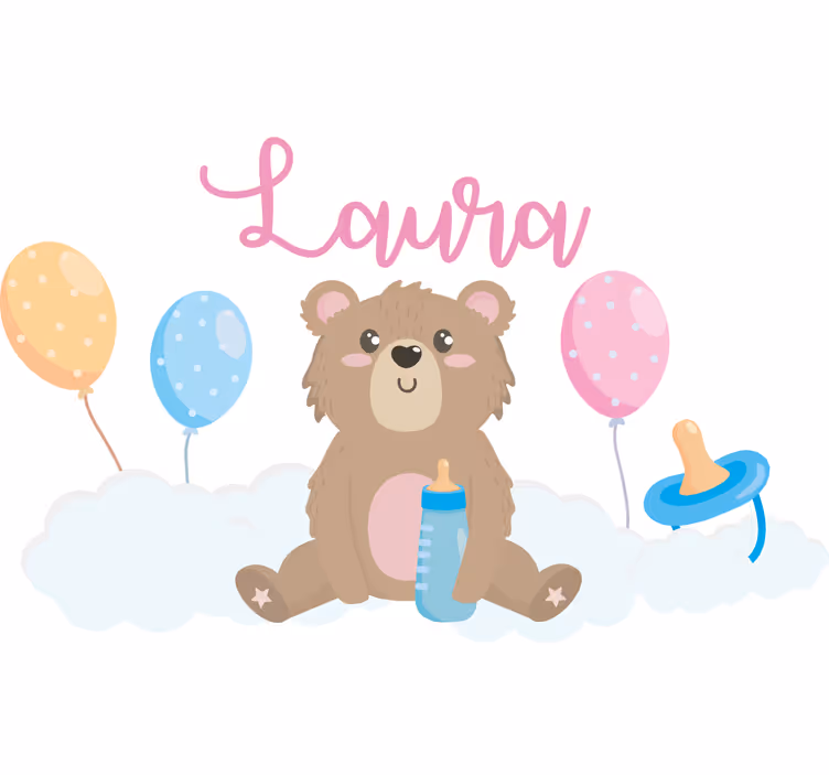 Cortina roller infantil oso lindo para niña con nombre - TenVinilo