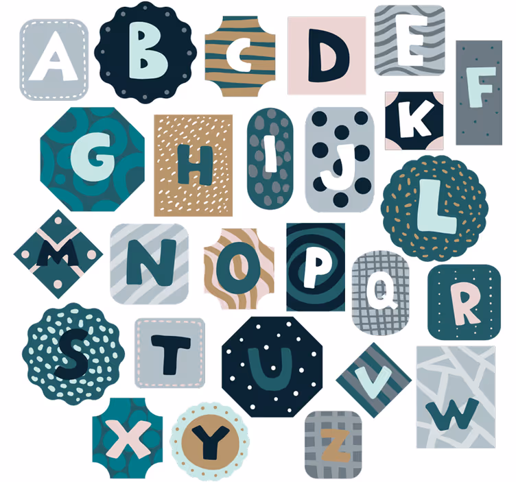Cortina roller infantil adhesivos de letras nórdicas - TenVinilo
