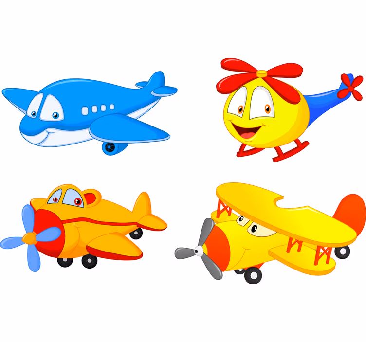 Cortina roller infantil aviones y helicópteros con caras - TenVinilo