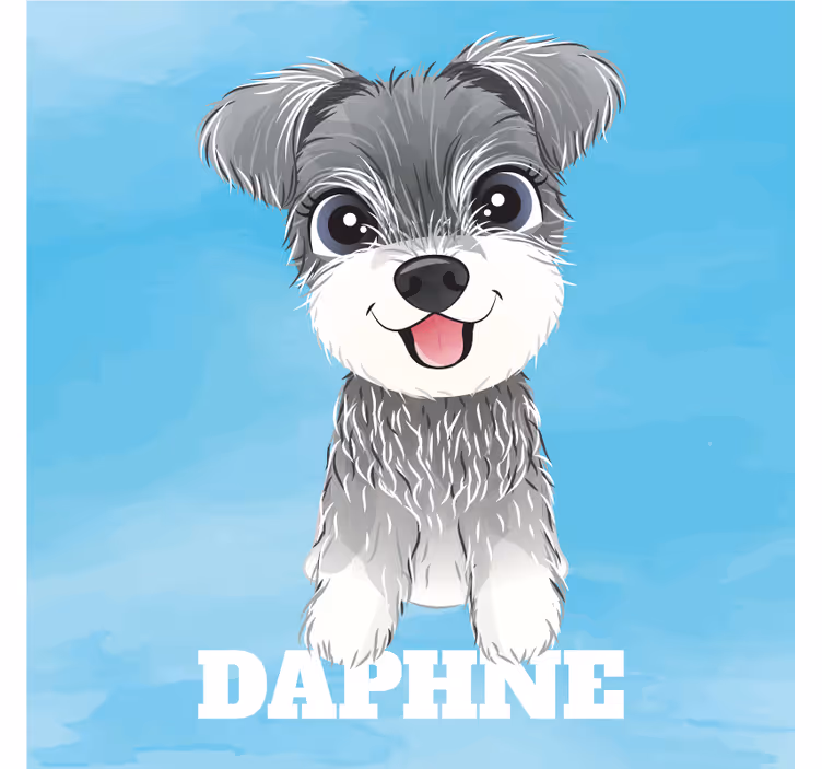 Cortina roller infantil ilustración de schnauzer con nombre - TenVinilo