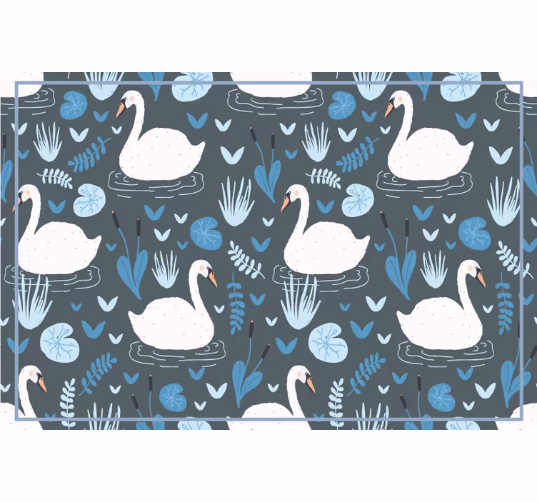 Cortina roller infantil patrón elegante de cisnes blancos - TenVinilo
