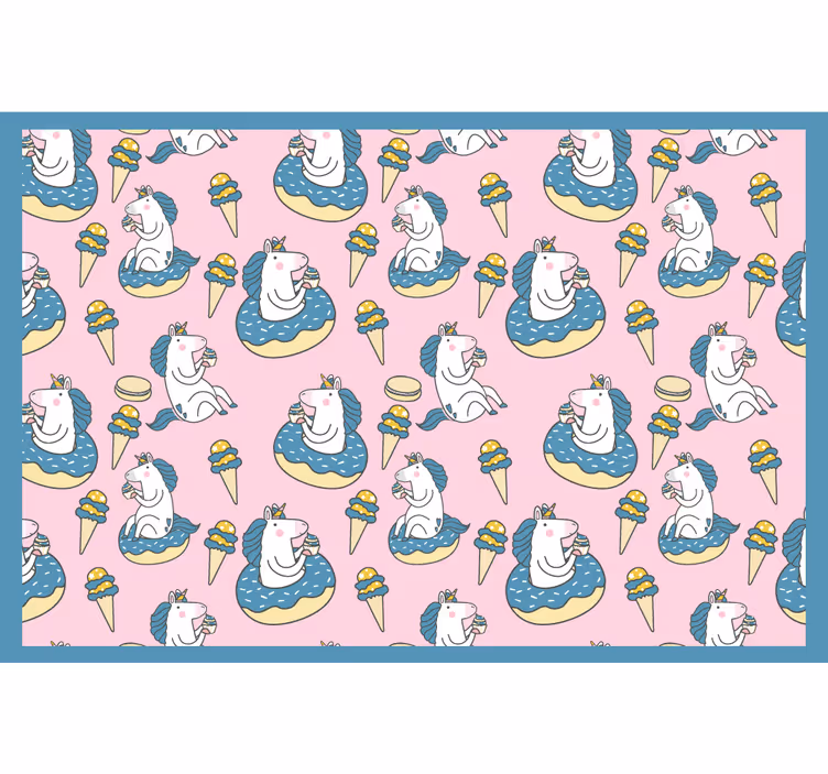 Cortina roller infantil unicornios y conos de helado rosa - TenVinilo