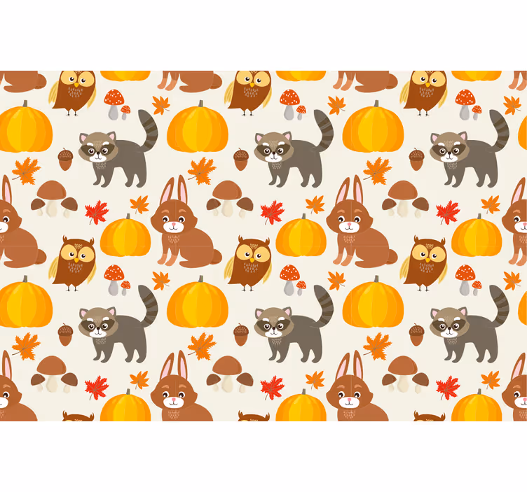 Cortina roller infantil mapache búho conejo calabaza - TenVinilo