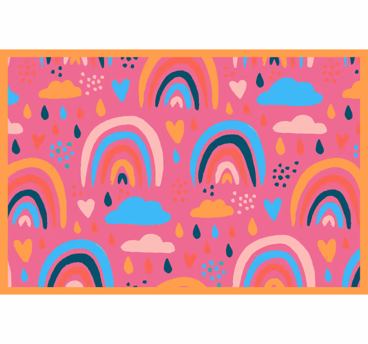 Cortina roller infantil arcos iris minimalistas fondo rosa - TenVinilo