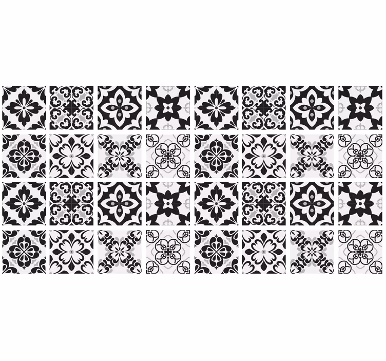 Cortina roller cocina azulejos blanco y negro - TenVinilo