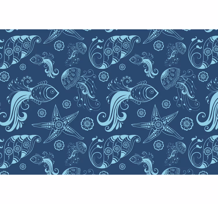 Cortina roller azul vida marina ornamental - TenVinilo