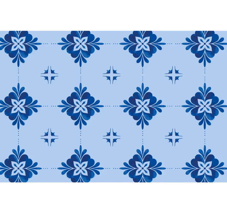 Cortina roller azul azulejos de remolino azul - TenVinilo