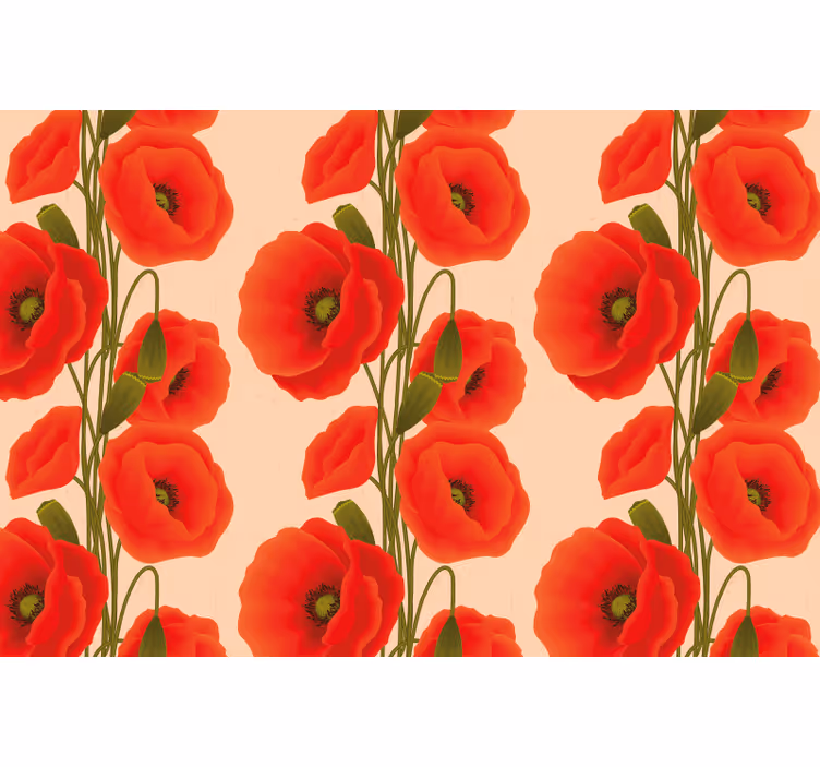Cortina roller roja con diseño de amapolas - TenVinilo