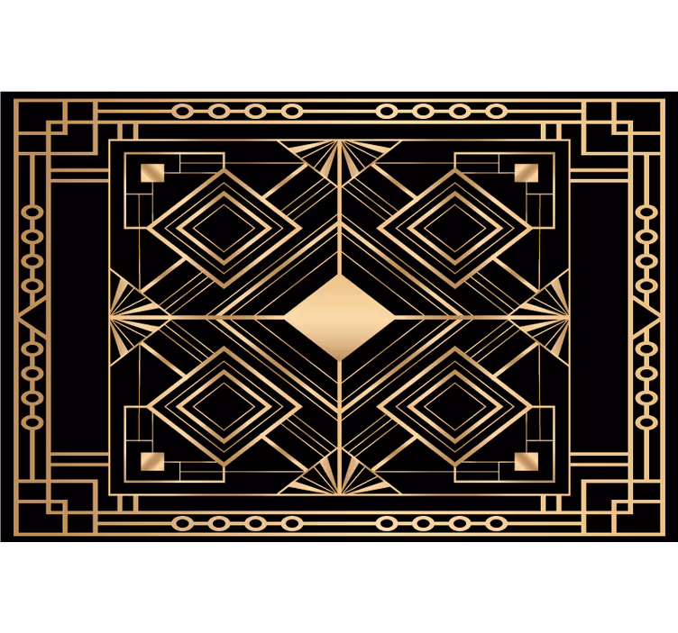 Cortina roller negra patrón deco moderno en negro y dorado - TenVinilo