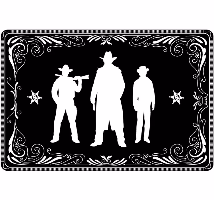 Cortina roller negra patrón de vaqueros y caballos - TenVinilo