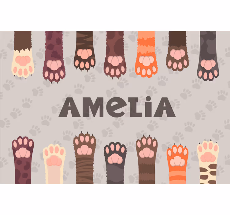 Cortina roller beige juego de patas de gato colorido - TenVinilo