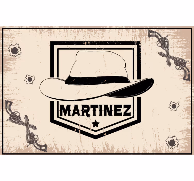 Cortina roller beige sombrero de vaquero con nombre - TenVinilo