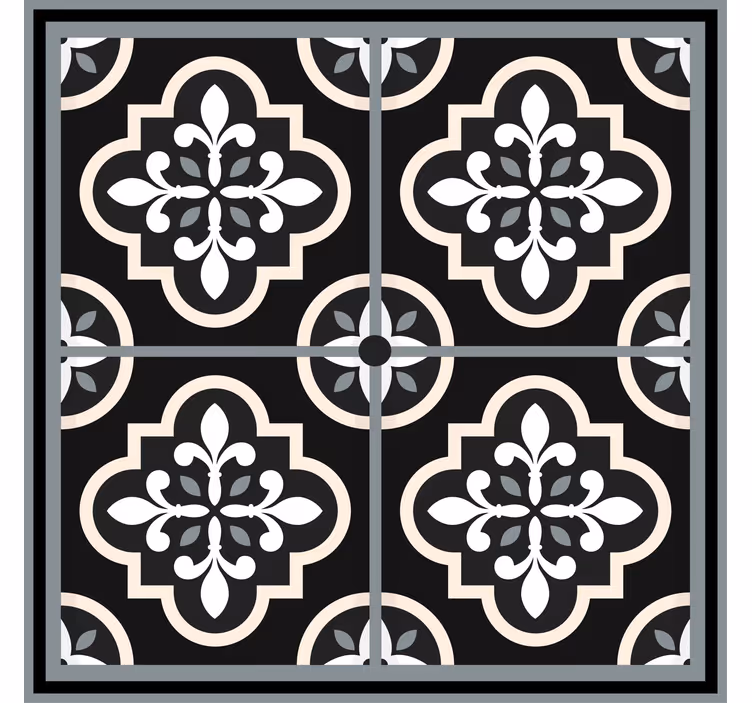 Cortina roller oficina estampado floral blanco y negro - TenVinilo