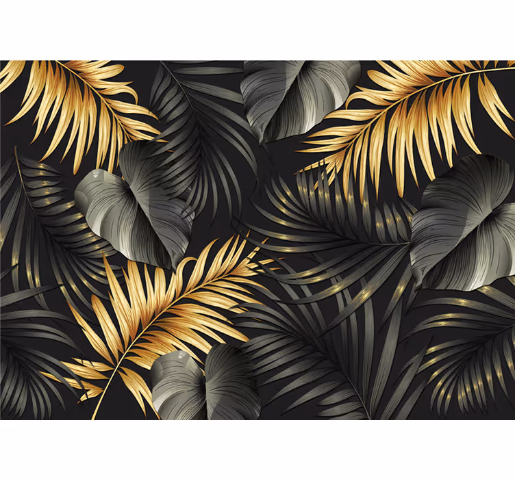 Cortina roller habitación plantas doradas 3d - TenVinilo